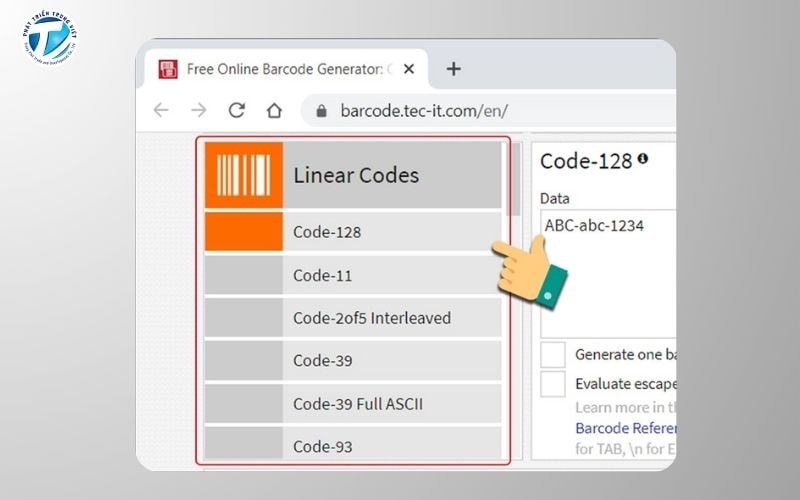 Tạo barcode online bằng Online Barcode Generator bước 2